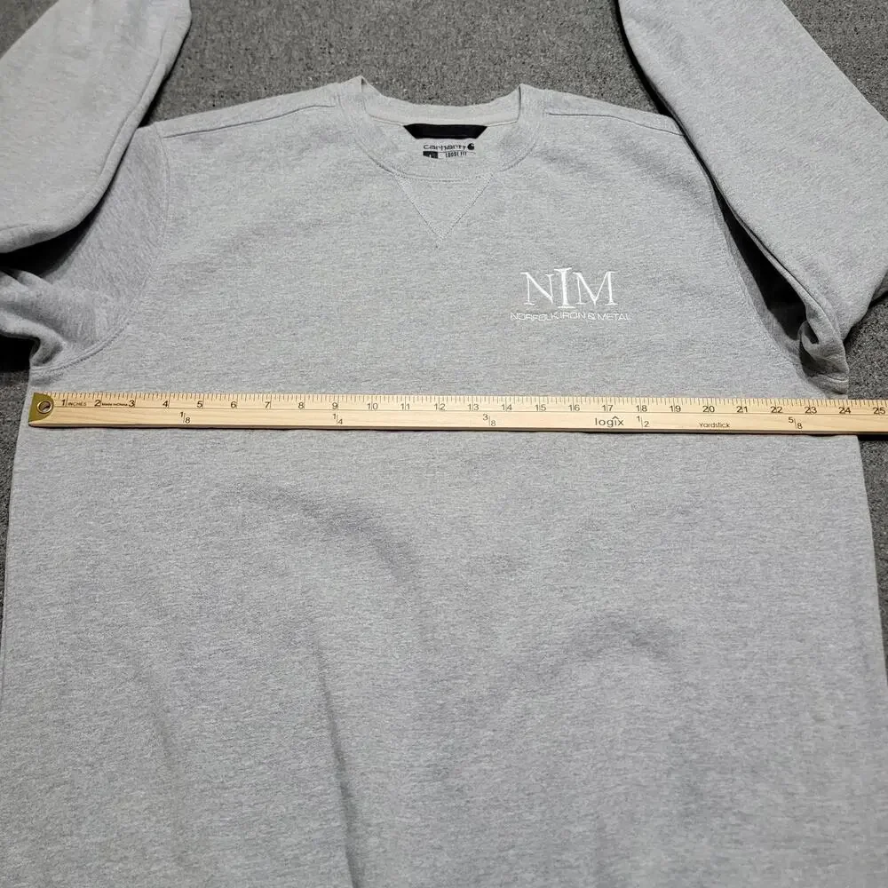 Carhartt Sweatshirt Men Large Heather Gray K124 Marquette Crewneck Dorito Stitch
